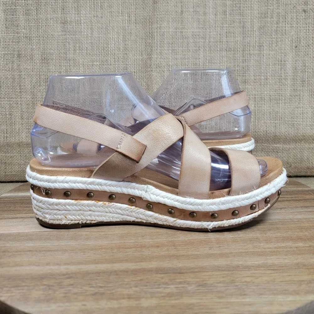 Antelope Leather Platform Sandals Espadrille Anthropologie Women's EU 38 US 7.5